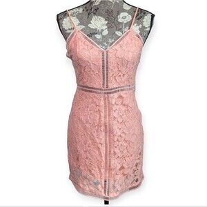 NBD Coral Pink Lace Mini Dress